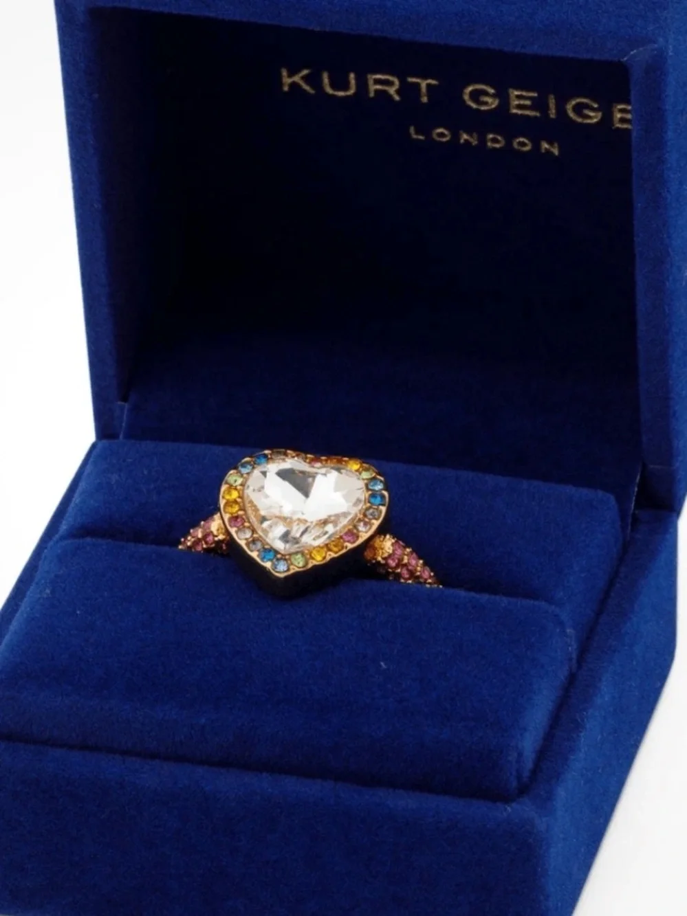 Kurt Geiger heart rainbow ring! New in box! 9